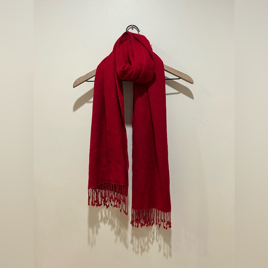 Betsey Johnson Red Cashmere And Silk Scarf